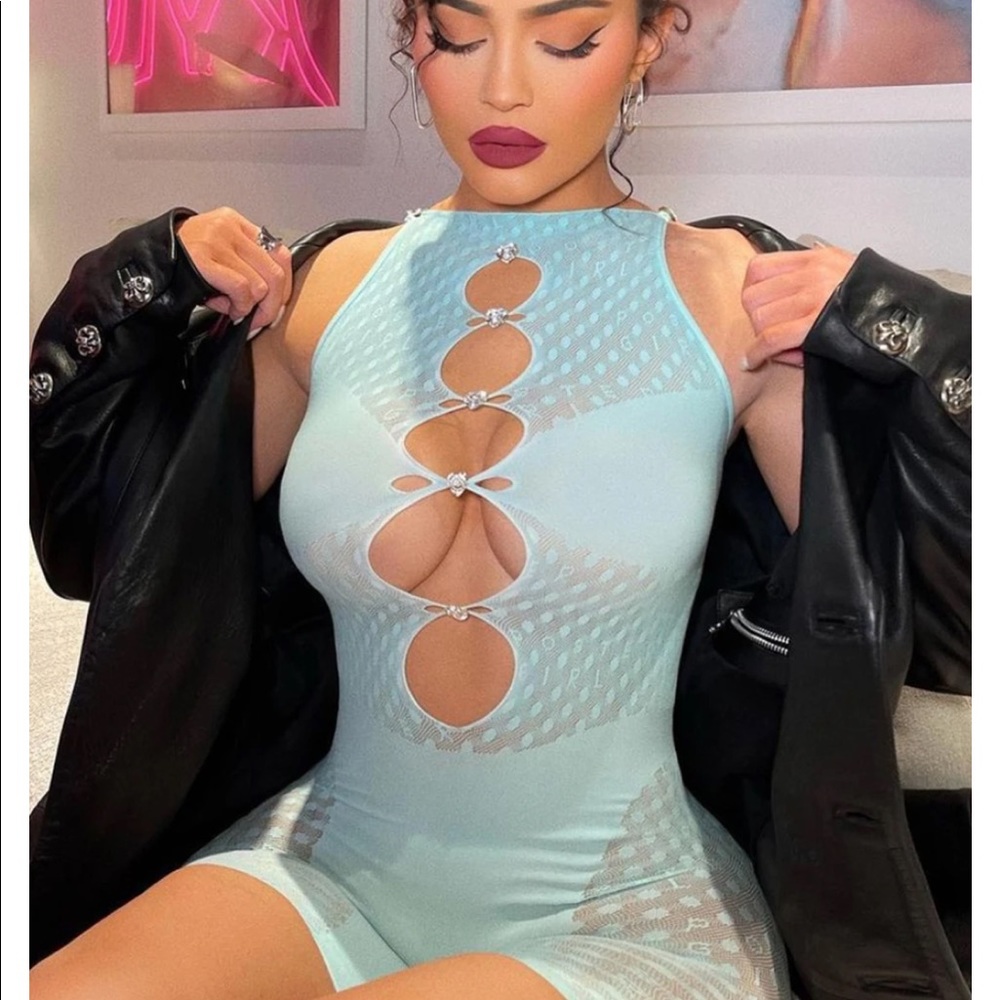 Poster girl turquoise Jetta jumpsuit